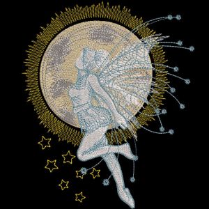 Fairy Floating in the Night Sky embroidery design