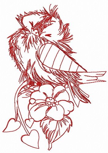 Ruffled sparrow one color machine embroidery design