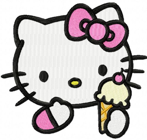 Hello Kitty with ice cream machine embroidery design