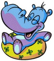 Hippo's summer fun embroidery design