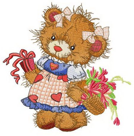 Teddy bear the villager machine embroidery design