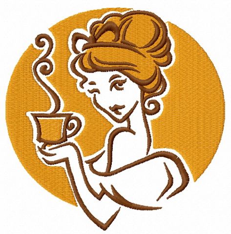 Lady's coffee break machine embroidery design