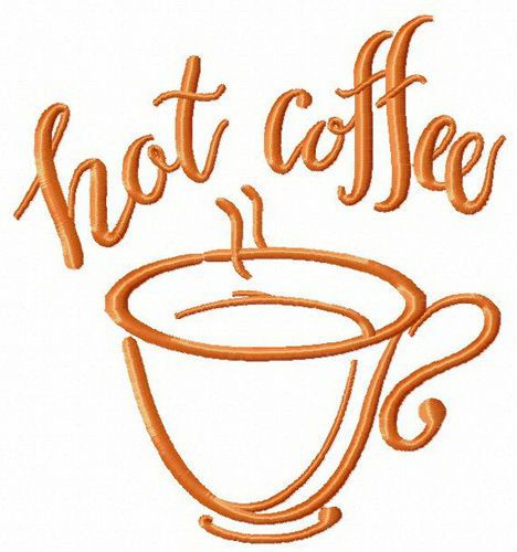Hot coffee cup machine embroidery design