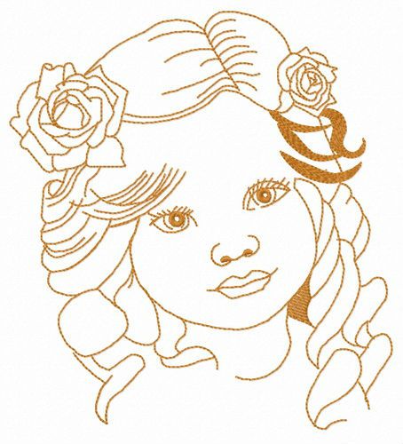 Little curious girl machine embroidery design