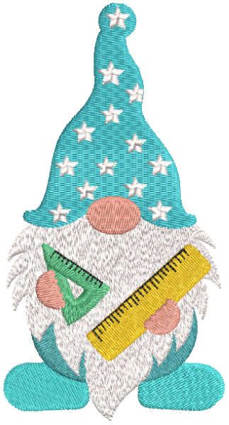 Gnome wit geometric rulers embroidery design