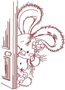 Bunny and mouse happy birthday embroidery design