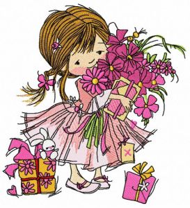 Girl's birthday embroidery design