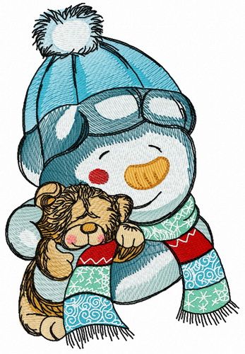 Teddy bear for snowman 3 machine embroidery design