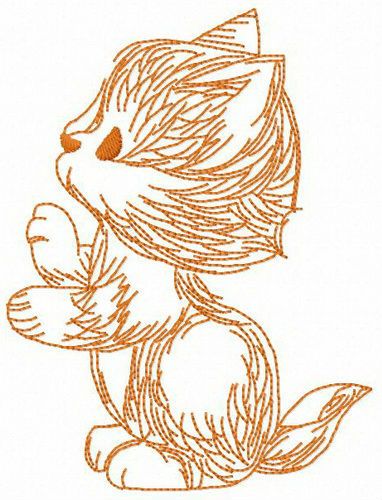 Trained cat machine embroidery design