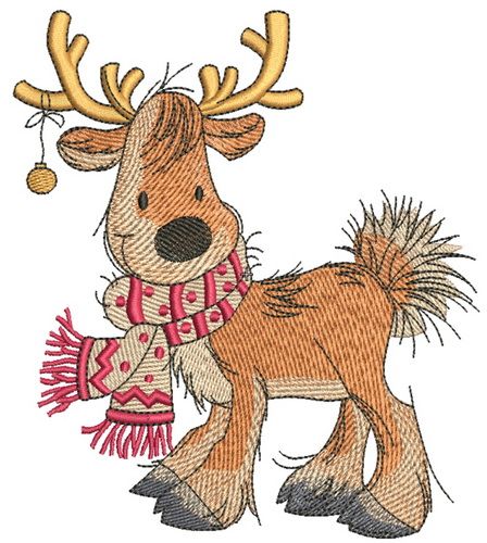 Cute Christmas deer machine embroidery design