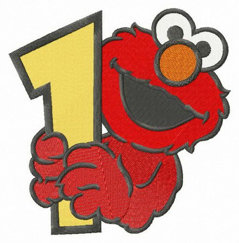 Elmo number 1 machine embroidery design 