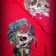 Embroidered skull and fancy girl designs