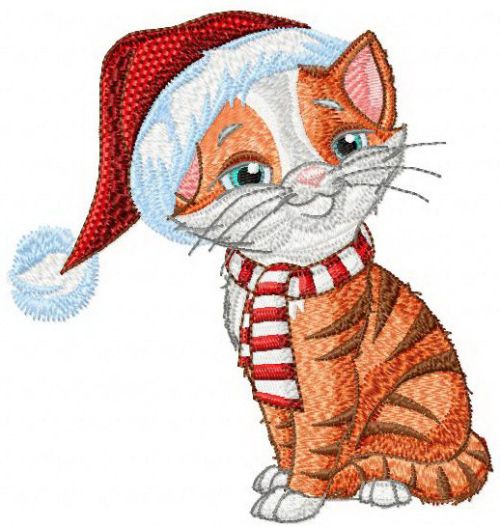 Christmas kitten machine embroidery design