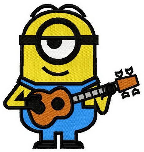 Minion with guitar machine embroidery design