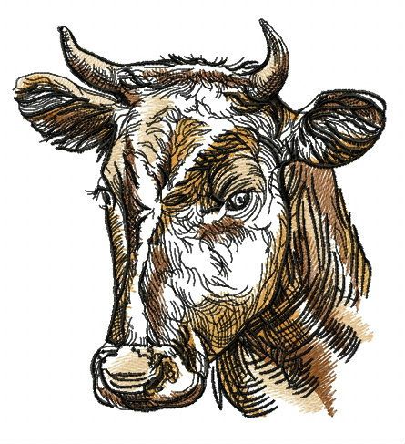 Farm cow machine embroidery design