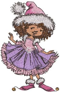 Girl Hello winter embroidery design