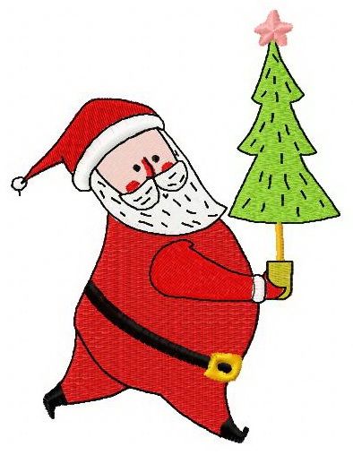 Santa with fir-tree 3 machine embroidery design