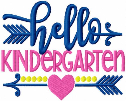 Hello kindergarten decor embroidery design