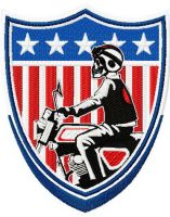 American biker badge embroidery design
