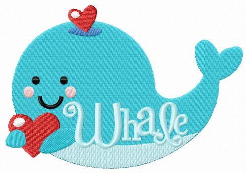 Blue whale machine embroidery design