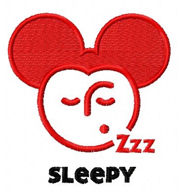 Sleepy Mickey machine embroidery design