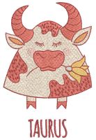 Taurus Zodiac sign embroidery design
