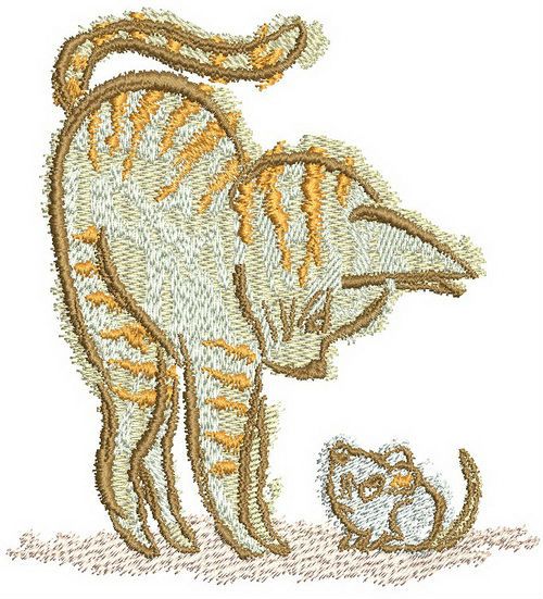Hunting cat machine embroidery design