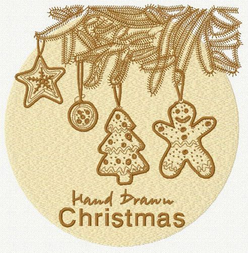 Hand drawn Christmas machine embroidery design