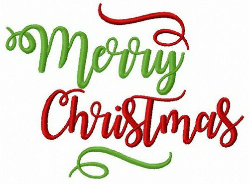 Merry Christmas red and green machine embroidery design