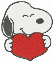 Snoopy with heart embroidery design