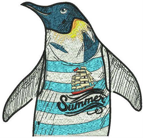 Summer penguin machine embroidery design
