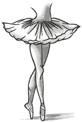 Ballerina dances in pointe shoes machine embroidery design
