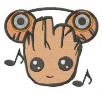 Groot the music lover embroidery design
