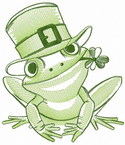 Frog celebrates St. Patrick's Day machine embroidery design