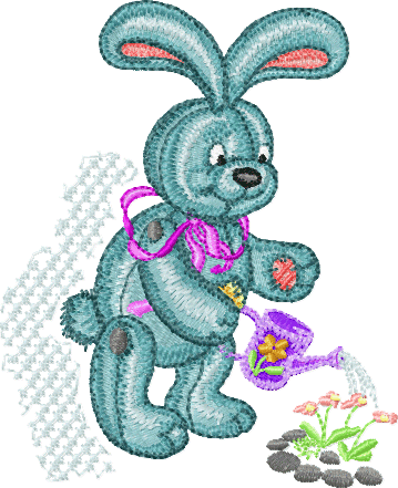 Rabbit in a Garden machine embroidery design