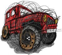 Artistic Jeep embroidery design