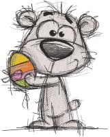 Bear with Easter egg sketch embroidery design