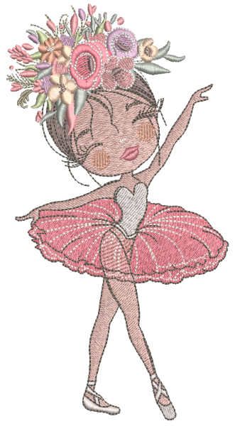 Ballerina with a wreath on her head embroidery design