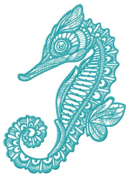 Mosaic sea horse 2 machine embroidery design