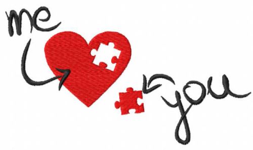 Me and You Missing Puzzle Piece to my Heart embroidery design