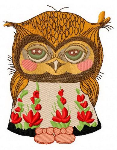 Shy owl 2 machine embroidery design