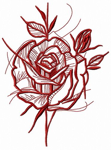 Prickly rose sketch 2 machine embroidery design