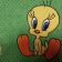 Towel with tweety embroidery design