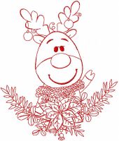Christmas deer redwork embroidery design