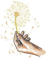 Dandelion in hand embroidery design