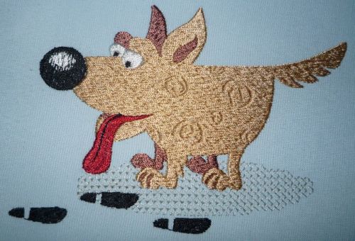Dog free machine embroidery design