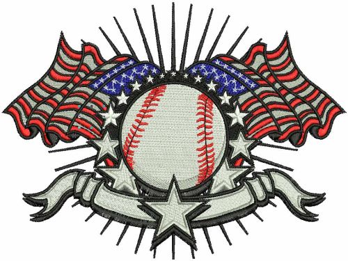 American baseball machine embroidery design