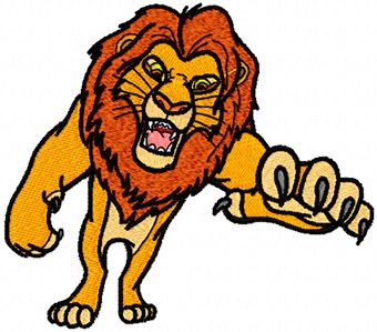Lion Attacks machine embroidery design