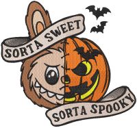 Labubu Halloween pumpkin embroidery design