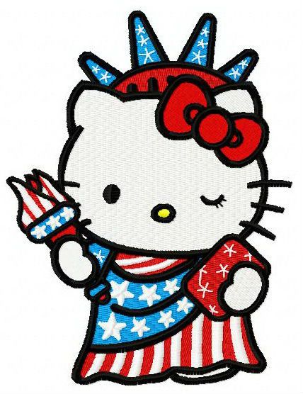 Hello Kitty Statue of Liberty machine embroidery design